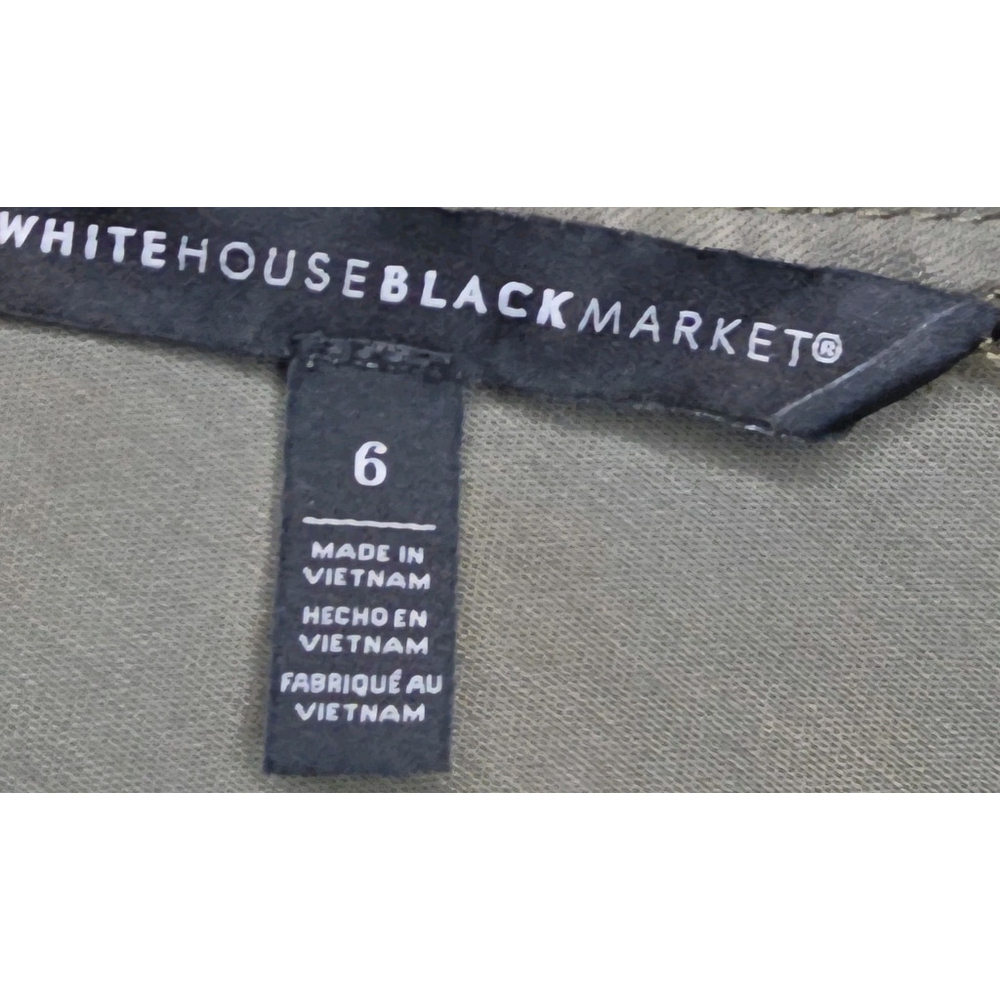 White House Black Market Shirt Dress Womens 6 Olive Green Belted Utility Stretch - Picture 5 of 9